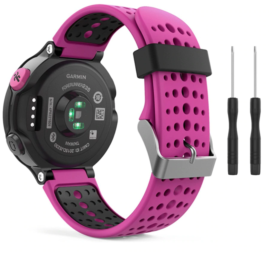 FIFATA Garmin Watch Band silikonový náhradní řemínek na hodinky pro Garmin Forerunner 235 220 230 620 630 735 sportovní náramek, pink - černá