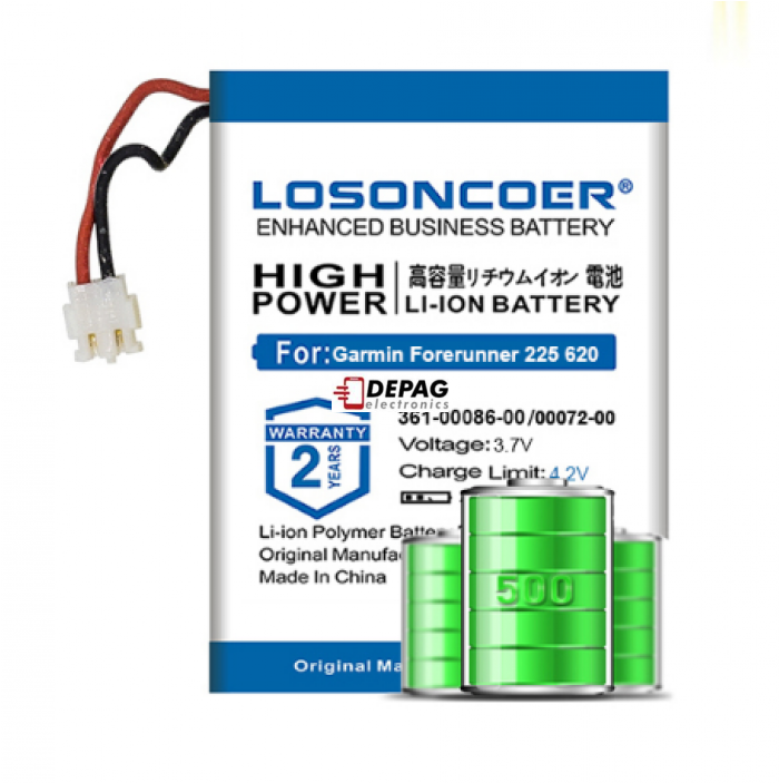 Losoncoer Losoncoer Baterie pro GARMIN Forerunner 220 225 230 235 620 630 735XT, 480mAh
