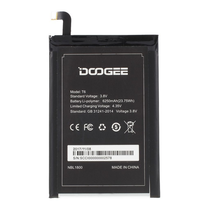 Matcheasy Baterie pro Doogee T6, 6250mAh