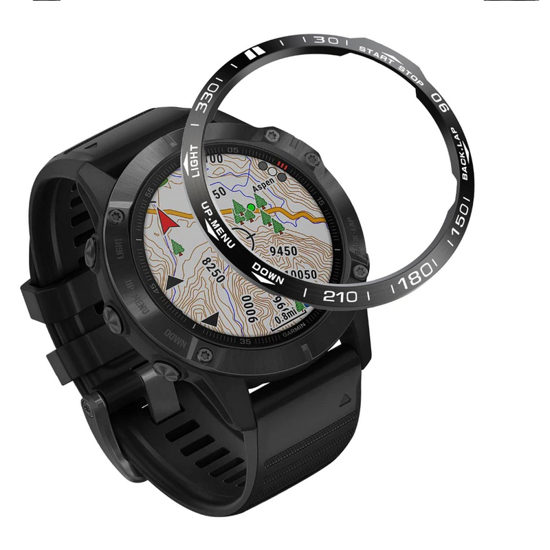 OEM Ochranná luneta pro Garmin Fenix 6X/ 6X Pro/ 6X Sapphire, černá-bílá