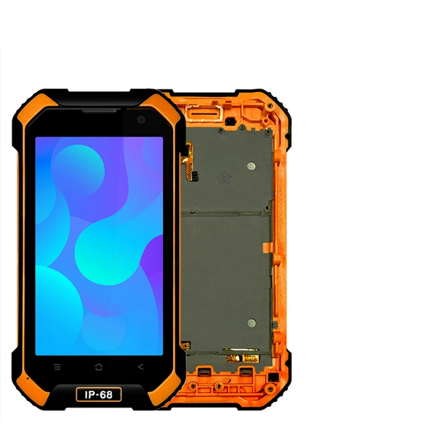 FSTGWAY LCD displej+dotykové sklo-digitizér s rámečkem pro Blackview BV6000, černá-oranžová