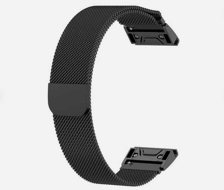 ONM Náhradní magnetický řemínek Milanese pro Garmin Fenix 5/ 5 Plus/ Fenix 6/ 6 Pro/ Fenix 7, ocel, černá