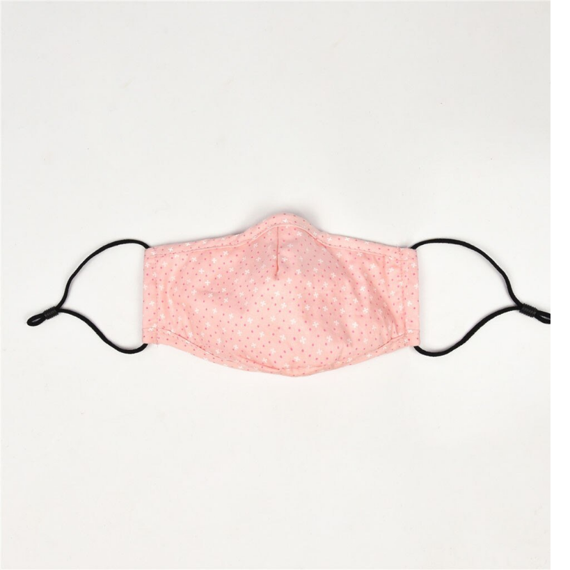 YPE PM2.5 AM01 Bavlněná ústní maska pro opakované použití + filtr s aktivním uhlím 5 vrstev, růžová/puntík