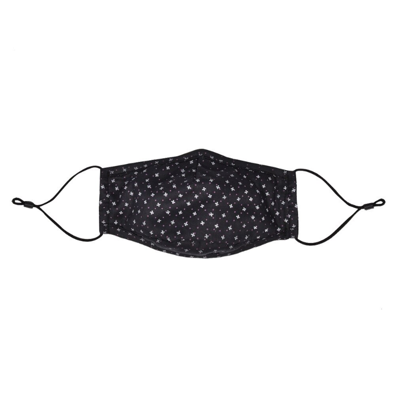 YPE PM2.5 AM01 Bavlněná ústní maska pro opakované použití + filtr s aktivním uhlím 5 vrstev, černá/puntík