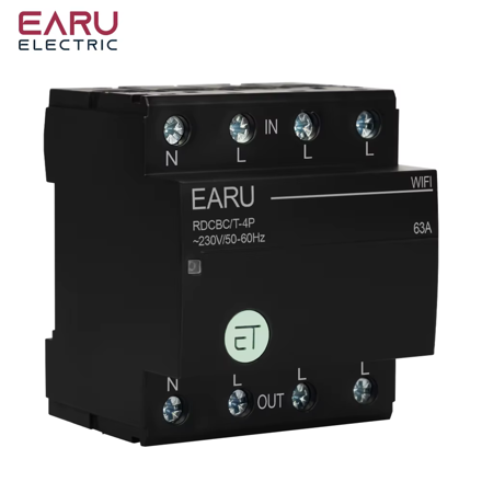 EAWCB-TY-4P EARU WiFi 3P+N 63/80A – inteligentní třífázový spínač Tuya / Smart Life