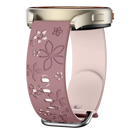 Náhradní silikonový řemínek pro Garmin Venu 2S/ 3S/ Venu 4 (41mm)/ Vivoactive 4S, kouřově fialová-světle růžová