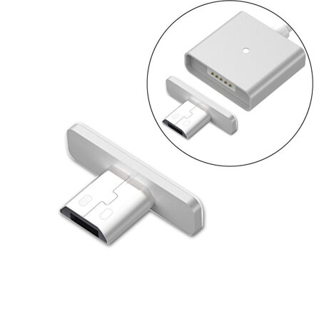 Cwxuan Micro USB odnímatelný magnetický datový kabel pro nabíjení (1m),pletený nylon, stříbrná