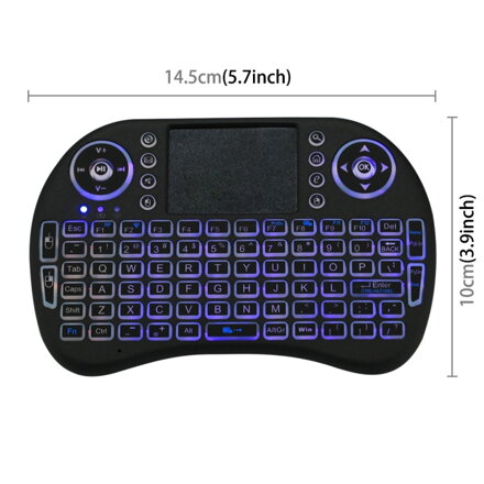 Generic Mini i8, Air Mouse, bezdrátová klávesnice s podsvícením, touchpadem, Android TV Box & Google TV Box a PC Tablet & Xbox360 & PS3 & HTPC / IPTV, černá