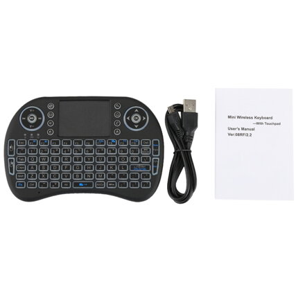Generic Mini i8, Air Mouse, bezdrátová klávesnice s podsvícením, touchpadem, Android TV Box & Google TV Box a PC Tablet & Xbox360 & PS3 & HTPC / IPTV, černá
