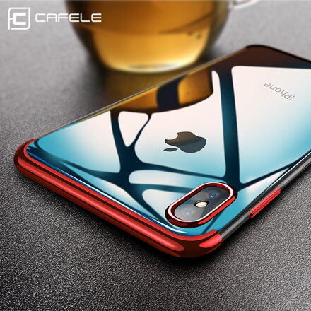 Cafele ultratenký silikonový kryt pro iPhone XS, transparentní červená