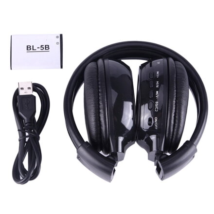 Zealot® BS-N65, Skládací stereo Hi-Fi Bezdrátová WiFi sluchátka s LCD obrazovkou, černé