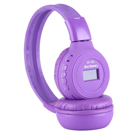 Zealot® BS-N65, Skládací stereo Hi-Fi Bezdrátová WiFi sluchátka s LCD obrazovkou, fialové
