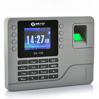 SKYLY SK-108 docházkový systém na otisk prstu, 2.8“, 80000 kapacita záznamu, software AMS, komp. s Excel, stříbrná