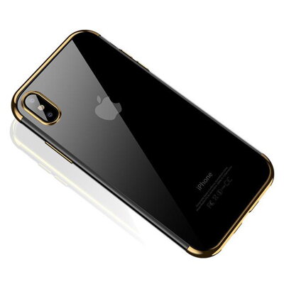 Cafele ultratenký silikonový kryt pro iPhone XS, transparentní zlatá
