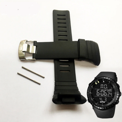O.T.S. 7005 náhradní TPU silikonový řemínek, 210mm délka, 24mm šířka, pro hodinky Spovan FX, GIMTO, OTS 7005, Zodiac ZO7502, atd., černá