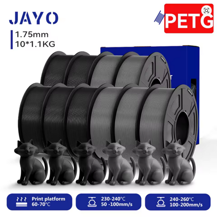 JAYO 3D PETG 1,1kg Filament Tiskové vlákno 1,75mm + /-0.02mm 100% netoxické bílá