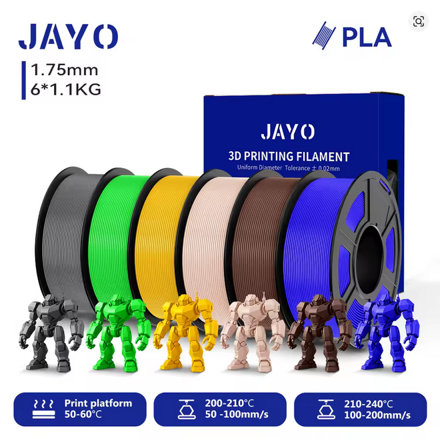 JAYO 3D PLA 1,1kg, Filament Tiskové vlákno 1,75mm + /-0.02mm 100% netoxické šedá