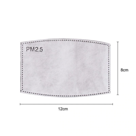 PM 2.5 náhradní filtr ROZMĚR 12cm x 8cm, 5 vrstev s aktivním uhlím, 96%, certifikací CE, pro respirátory a masky