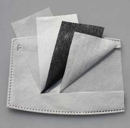 PM 2.5 náhradní filtr ROZMĚR 12cm x 8cm, 5 vrstev s aktivním uhlím, 96%, certifikací CE, pro respirátory a masky