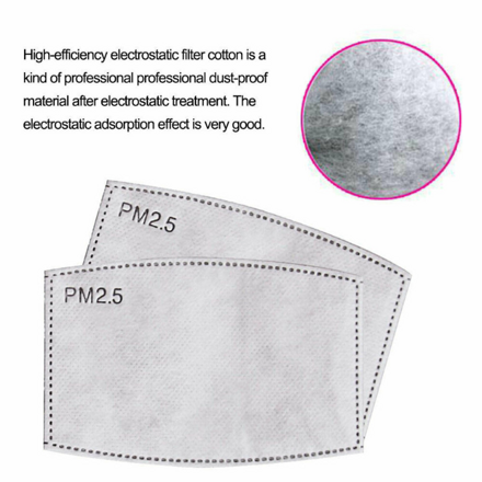 PM 2.5 náhradní filtr ROZMĚR 12cm x 8cm, 5 vrstev s aktivním uhlím, 96%, certifikací CE, pro respirátory a masky