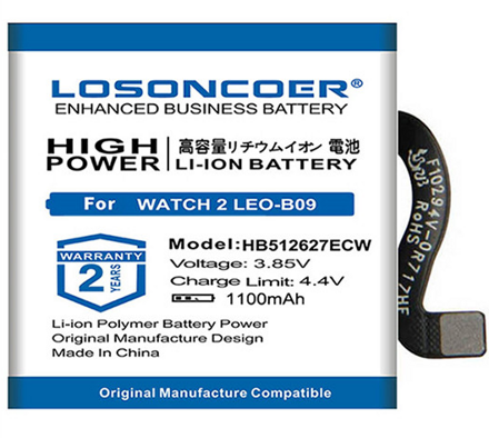 LOSONCOER baterie 1100mAh HB512627ECW pro hodinky HUAWEI Watch 2 Pro 4G EO-DLXXU Watch GT LEO-B09