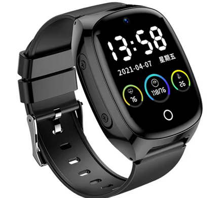 DEEST D300 chytré hodinky GPS polohovací sledovač seniorů, HRM atd. černá