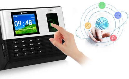 Realand A-L355EU, WiFi, TCP/IP Kancelářský systém docházky s biometrickým otiskem prstu a RFID