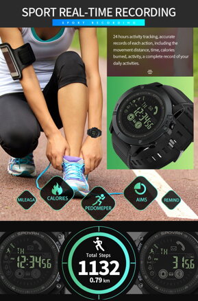 SPOVAN GV1224 pánské fitness chytré hodinky, černá