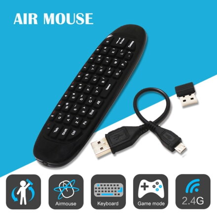 Generic C120 T10 2.4GHz bezdrátová Air Mouse - klávesnice pro Android TV box,PC, černá