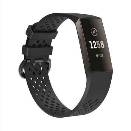 Silikonový performovaný řemínek pro Fitbit Charge 3/ Charge 4, vel.L černá