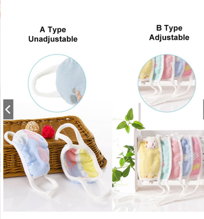Bavlněná baby maska pro opakované použití pro děti 2-5 let, mix barev
