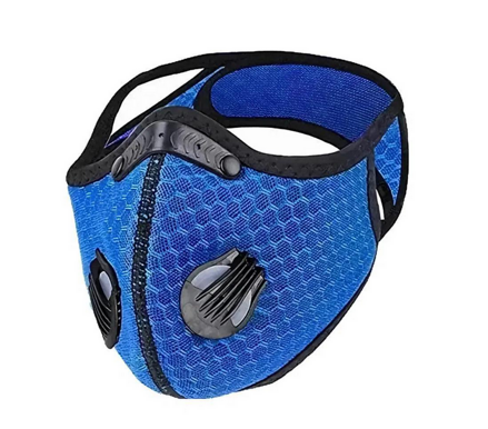 EU3M dětský respirátor-protiprachová maska +2 filtry PM2.5 s aktivním uhlím, filtrační maska, sportovní síťovina, modrá