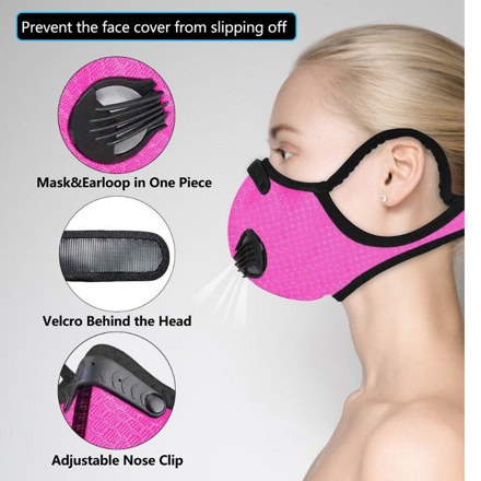 EU3M respirátor - protiprachová maska + filtr PM25 s aktivním uhlím, filtrační maska, sportovní síťovina, univerzální velikost, oranžová