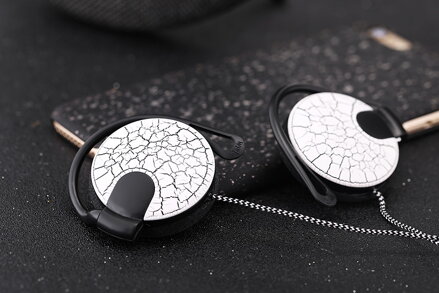 OOTDTY Crack Pattern Super Bass Stereo Hook Style sluchátka bílá