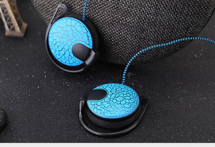 OOTDTY Crack Pattern Super Bass Stereo Hook Style sluchátka modrá