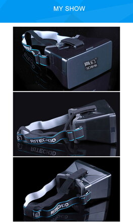 Ritech Riem Virtual Reality, 3D univerzální brýle pro telefon, černá
