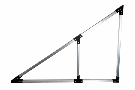 Trojúhelníková hliníková konstrukce k držákům SC pro uchycení solárních panelů, délka panelů do 220cm x 120cm, Sklon 35°, životnost 50 let, stříbrná