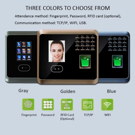 ZKTeco GM300Plus, WIFI docházkový systém, biometrický, sken obličeje, otisků prstů zaměstnanců, ZK Access 3.5, černá - stříbrná a černá - modrá