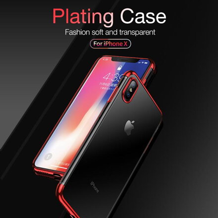 Cafele ultratenký silikonový kryt pro iPhone XS, transparentní červená