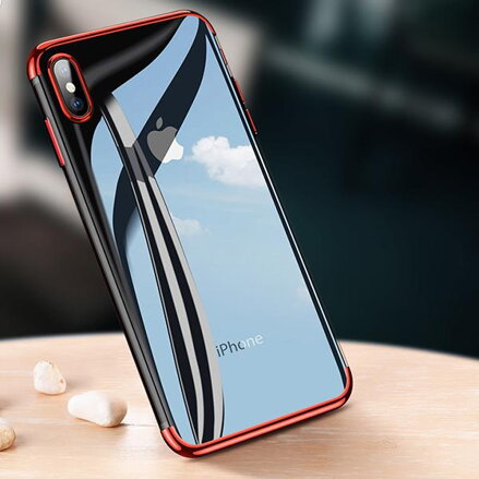 Cafele ultratenký silikonový kryt pro iPhone XS, transparentní červená