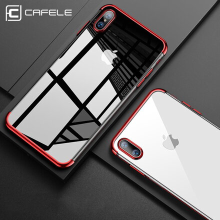 Cafele ultratenký silikonový kryt pro iPhone XS, transparentní červená