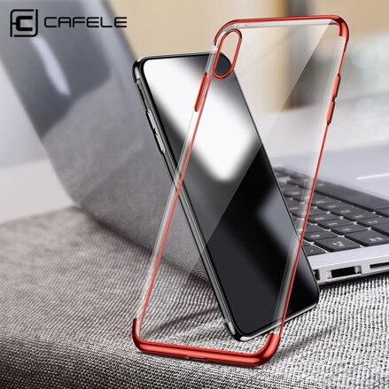 Cafele ultratenký silikonový kryt pro iPhone XS, transparentní červená