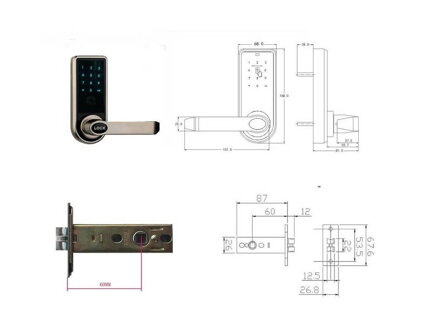 Rodanliu OS8818 elektronický zámek dveří, Heslo + Klíč + Karta, stříbrná
