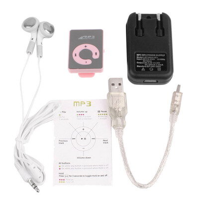 Floureon® MP3-S2, Zrcadlový přehrávač MP3 s možností TF, klip, růžová