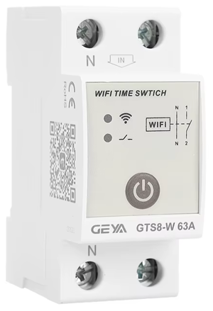 GEYA GTS8-W WiFi časový spínač 2P 63 A – Tuya Smart, DIN, AC 220–230 V