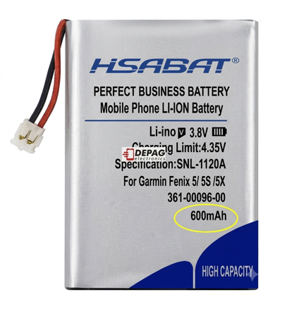 HSABAT baterie pro GARMIN Fenix 5, 600mAh