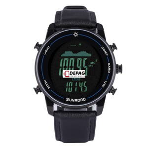 Sunroad FR865 sportovní a rybářské hodinky, barometr, vodotěsné, výškoměr, kompas, teploměr, černá