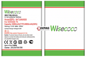 Wisecoco Baterie pro DOOGEE T5 / T5 LITE / T5S, 5700mAh