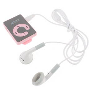 Floureon® MP3-S2, Zrcadlový přehrávač MP3 s možností TF, klip, růžová