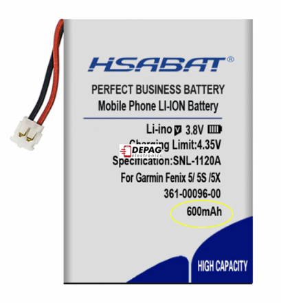 HSABAT baterie pro GARMIN Fenix 5, 500mAh 